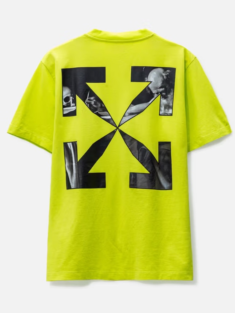 Off-White Caravaggio Arrow‎ T-shirt in lime green